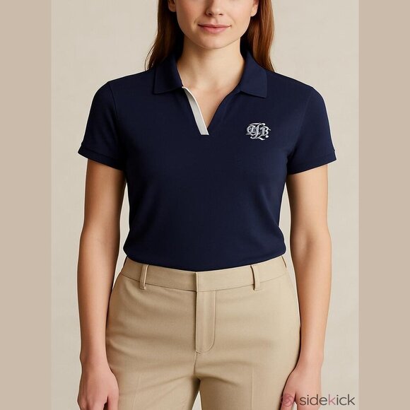 Lauren Ralph Lauren Women's Size XL Navy Preppy Polo 100% Cotton T-Shirt - Picture 1 of 10